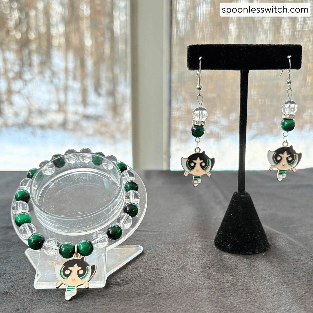 The Powerpuff Girls Jewelry Sets, Buttercup, Green Tiger’s Eye