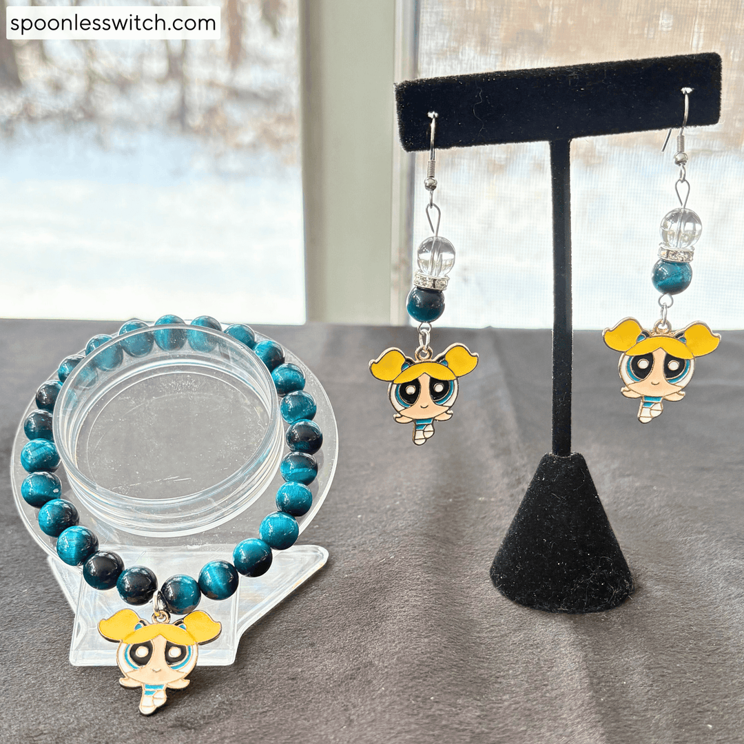 The Powerpuff Girls Jewelry Sets, Bubbles, Galaxy Tiger’s Eye