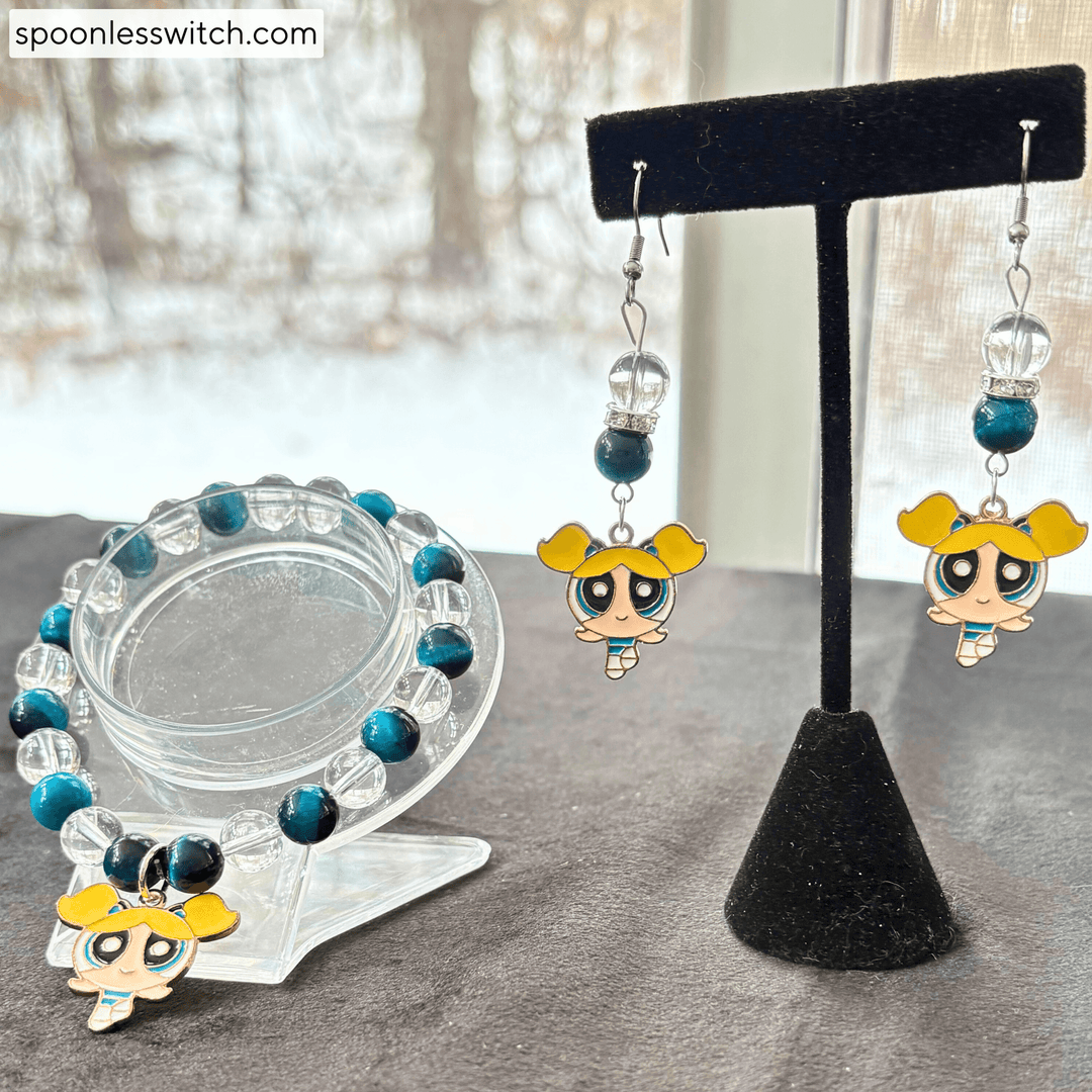 The Powerpuff Girls Jewelry Sets, Bubbles, Galaxy Tiger’s Eye