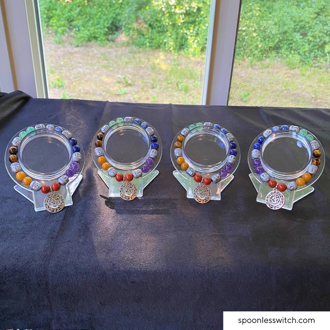 Chakra Gemstone Bracelets with Hematite Buddha Heads