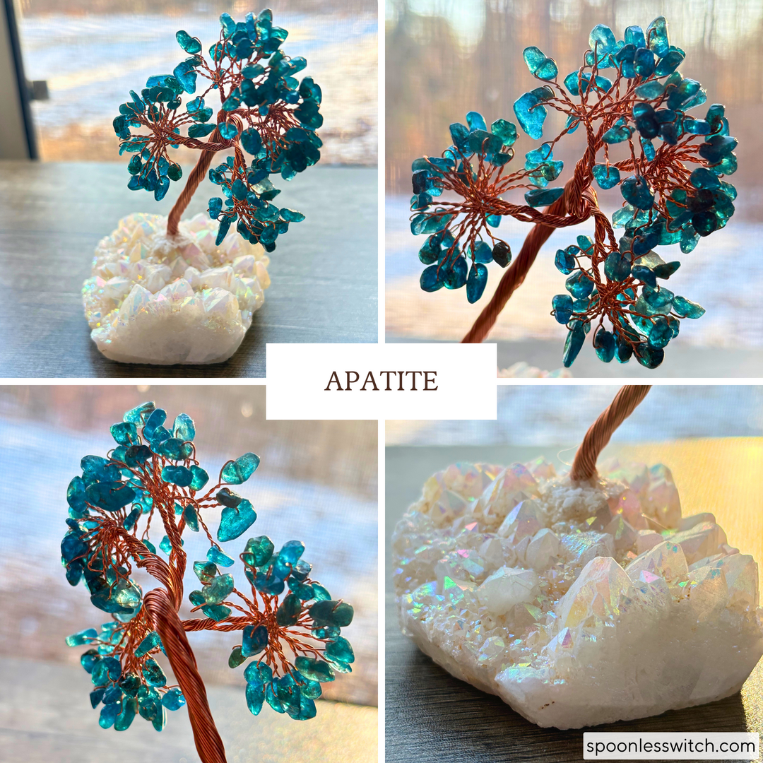 Bonsai Trees with Angel Aura Quartz Bases