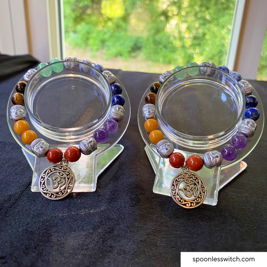 Chakra Gemstone Bracelets with Hematite Buddha Heads