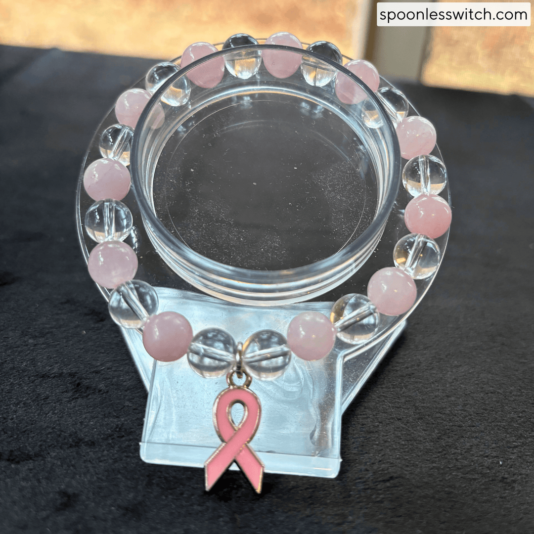 Rose Quartz & Clear Quartz Breast Cancer Awareness Gemstone Jewelry Set