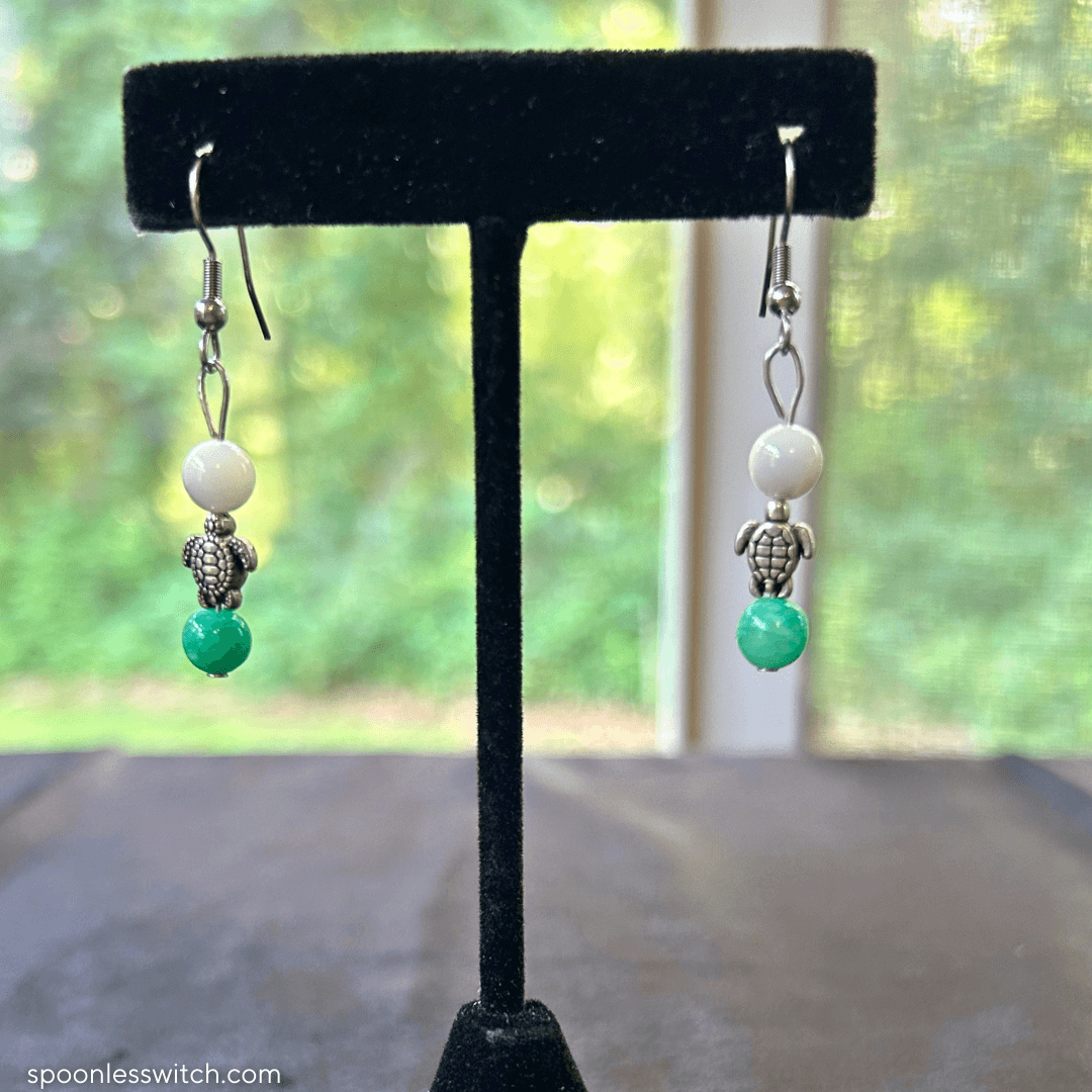 Pearl & Mint Dyed Quartz Turtle Jewelry Set