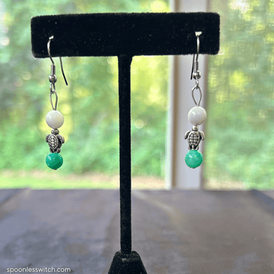 Pearl & Mint Dyed Quartz Turtle Jewelry Set