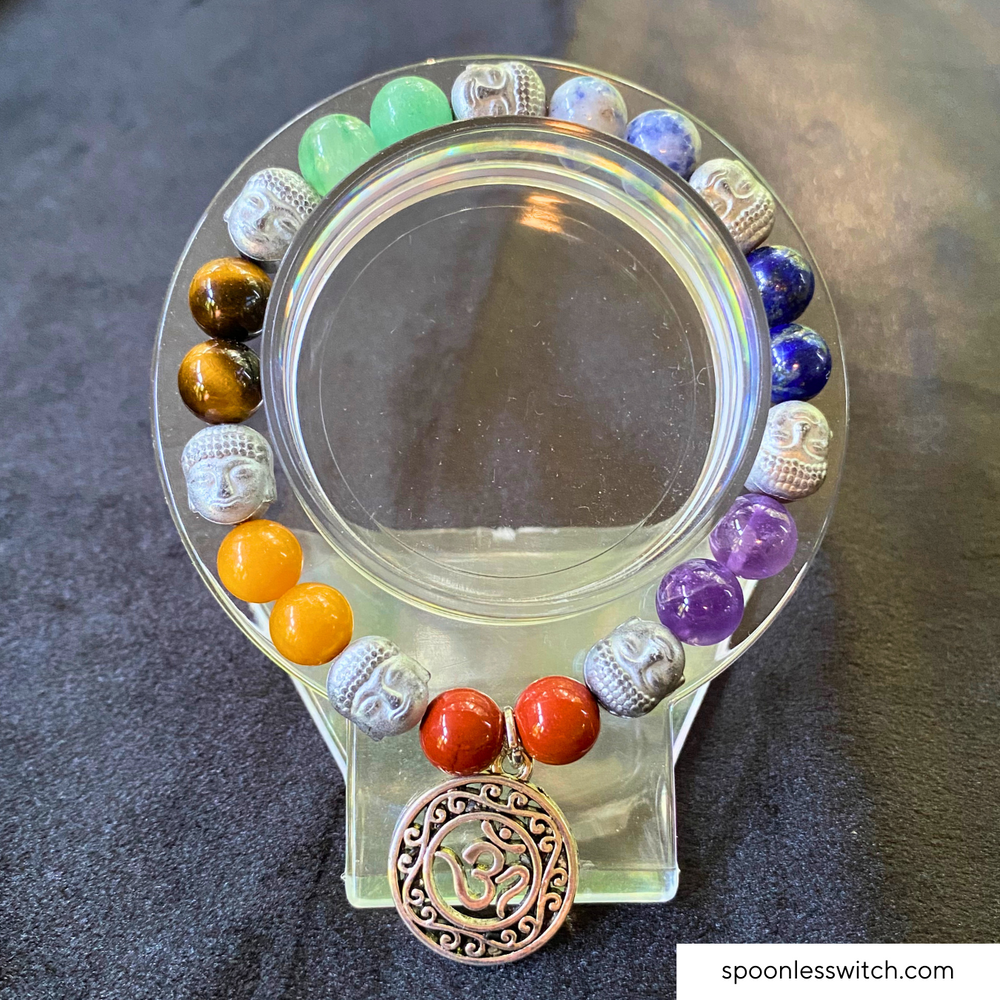 Chakra Gemstone Bracelets with Hematite Buddha Heads