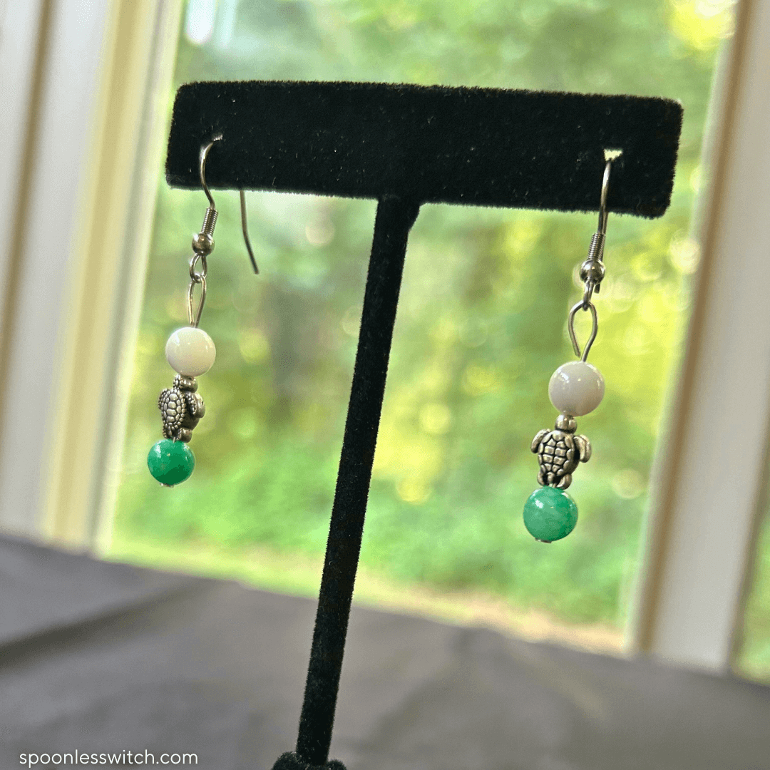 Pearl & Mint Dyed Quartz Turtle Jewelry Set