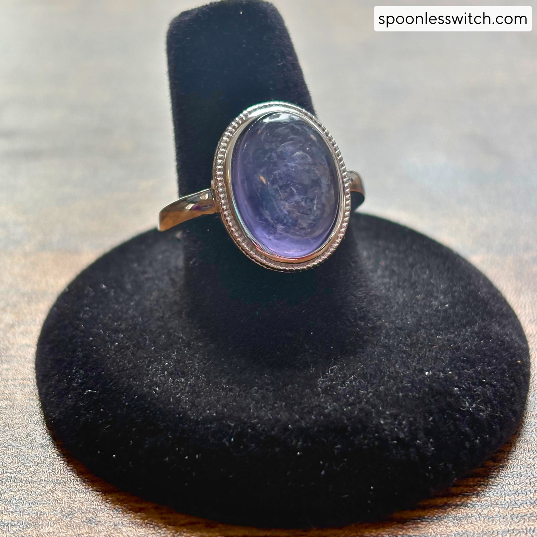 Purple Mica Lepidolite White Bronze Rings