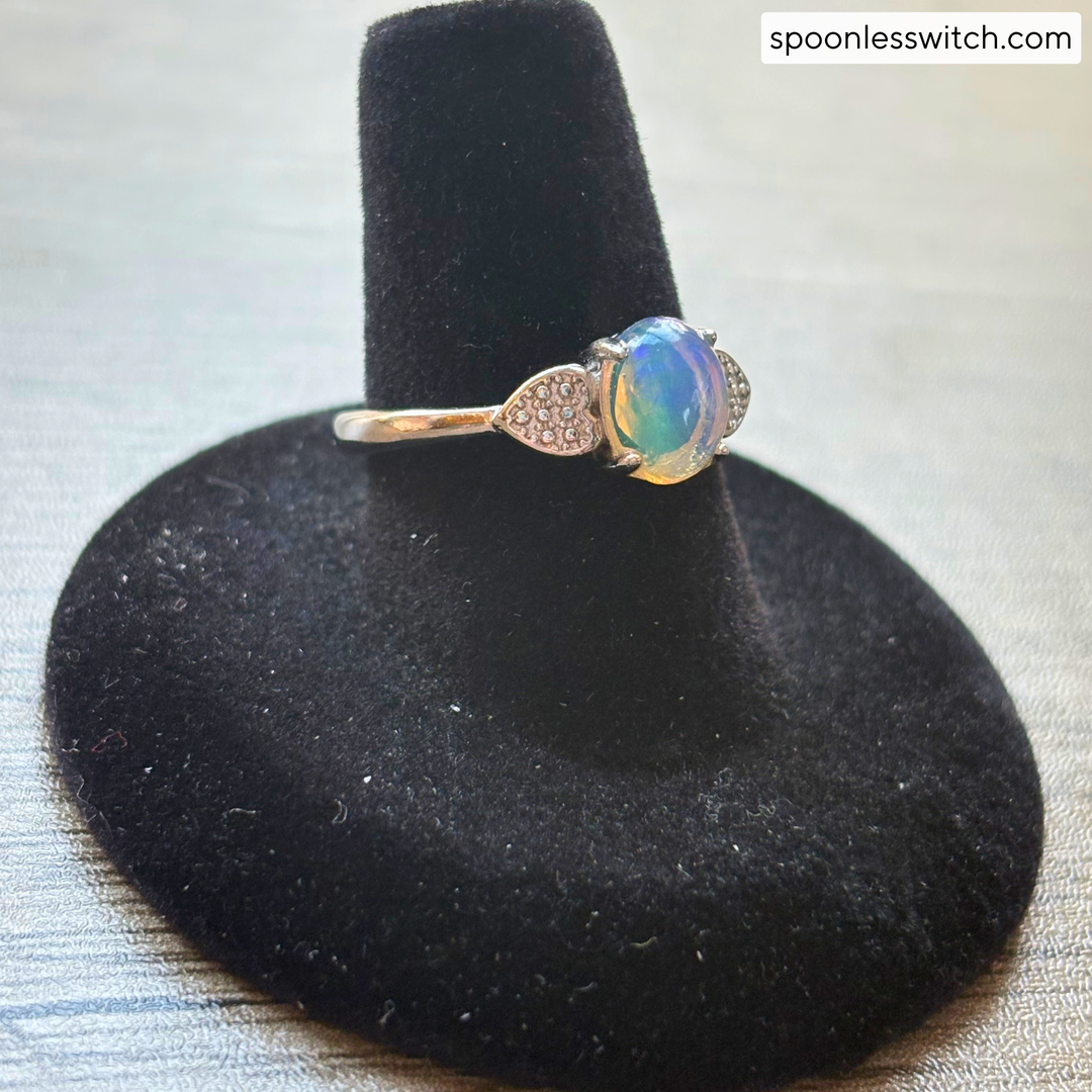 Opal White Bronze Gemstone Rings