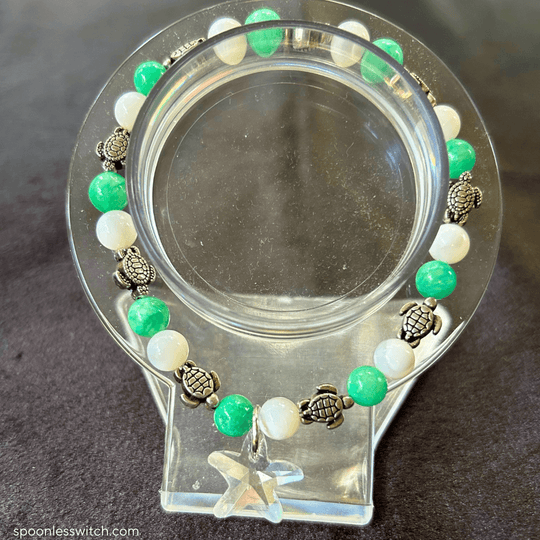 Pearl & Mint Dyed Quartz Turtle Jewelry Set