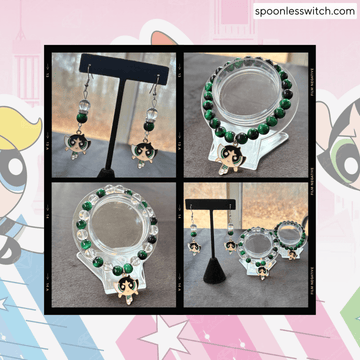 The Powerpuff Girls Jewelry Sets, Buttercup, Green Tiger’s Eye