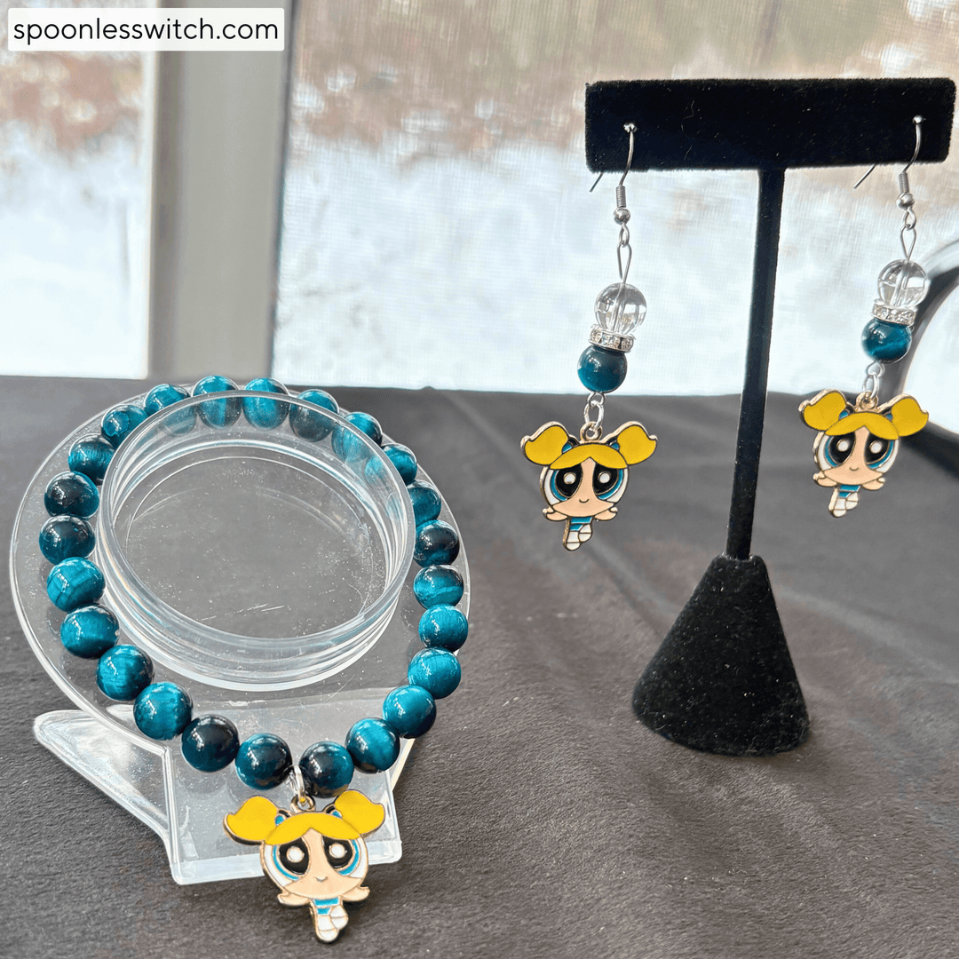 The Powerpuff Girls Jewelry Sets, Bubbles, Galaxy Tiger’s Eye