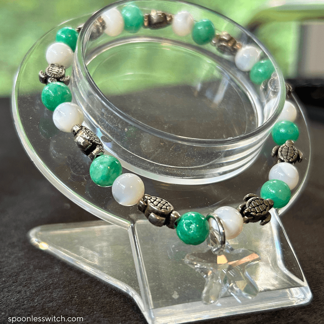 Pearl & Mint Dyed Quartz Turtle Jewelry Set