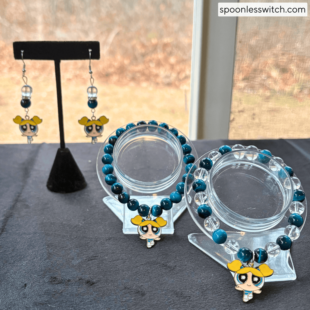 The Powerpuff Girls Jewelry Sets, Bubbles, Galaxy Tiger’s Eye