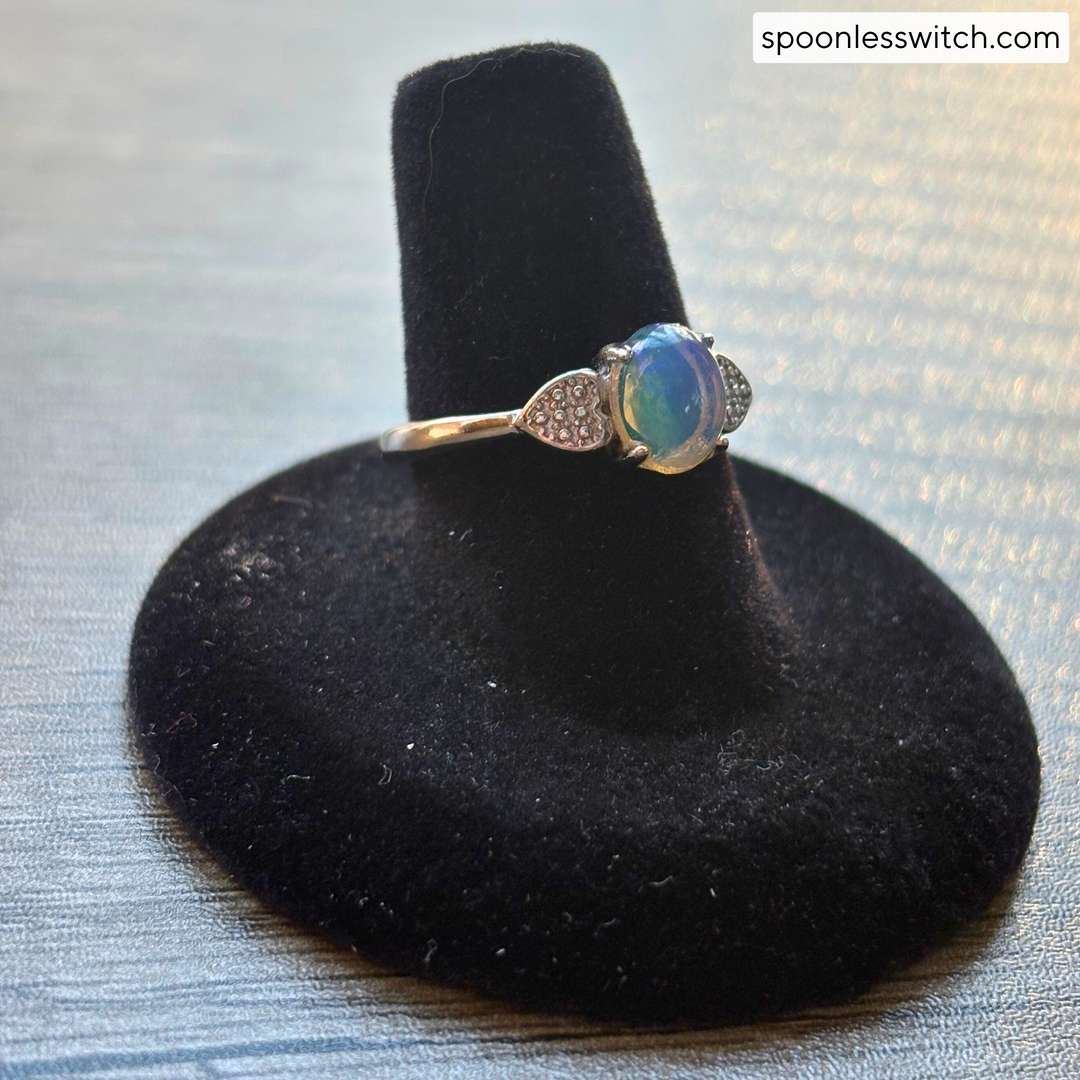 Opal White Bronze Gemstone Rings