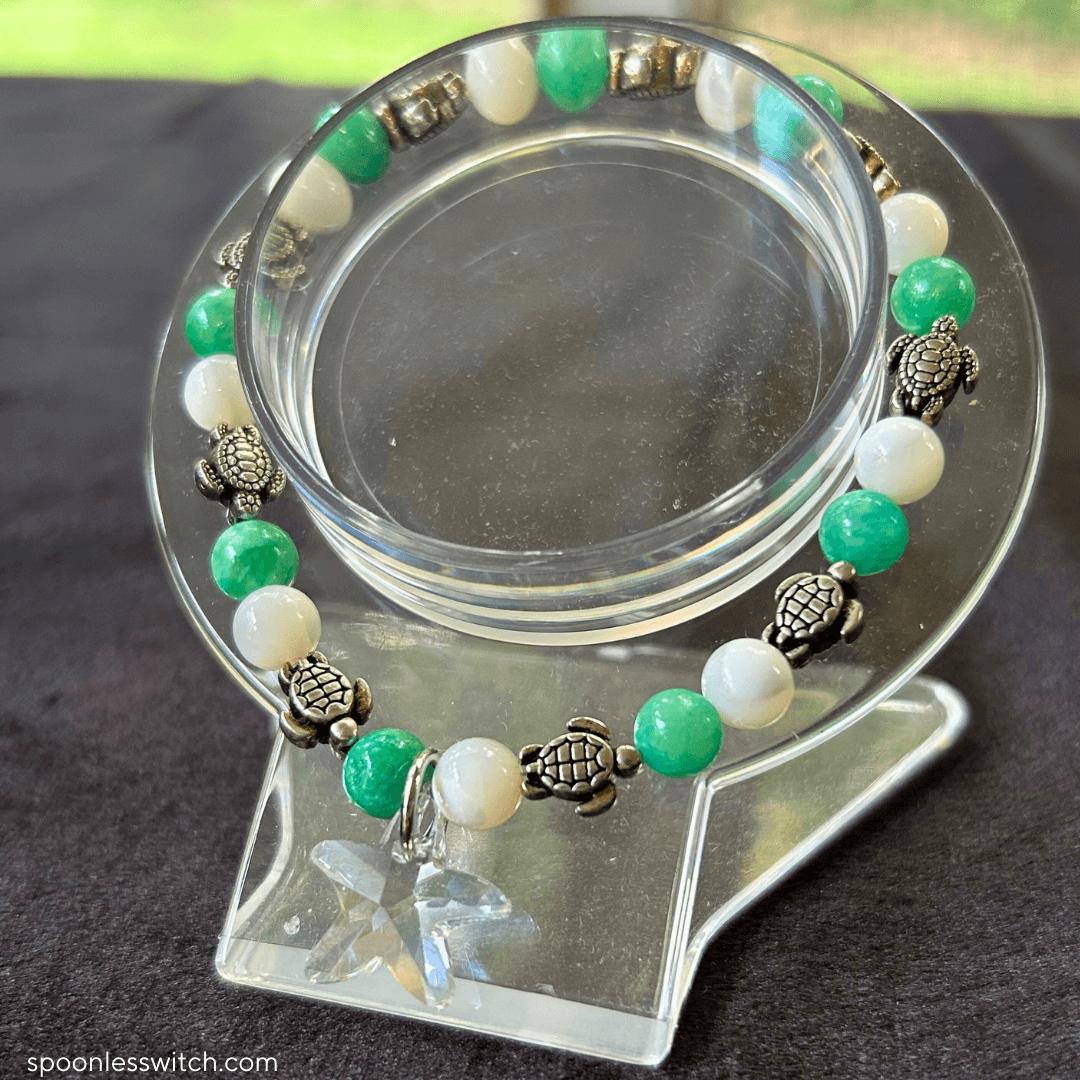 Pearl & Mint Dyed Quartz Turtle Jewelry Set