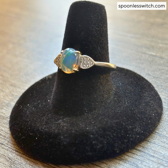 Opal White Bronze Gemstone Rings