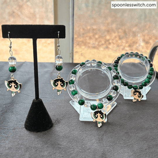 The Powerpuff Girls Jewelry Sets, Buttercup, Green Tiger’s Eye