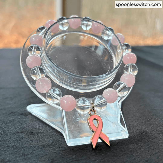 Rose Quartz & Clear Quartz Breast Cancer Awareness Gemstone Jewelry Set