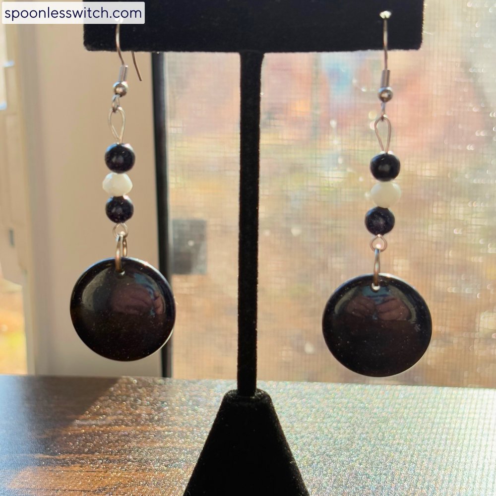 Blue Goldstone Simple Sparkle Earrings