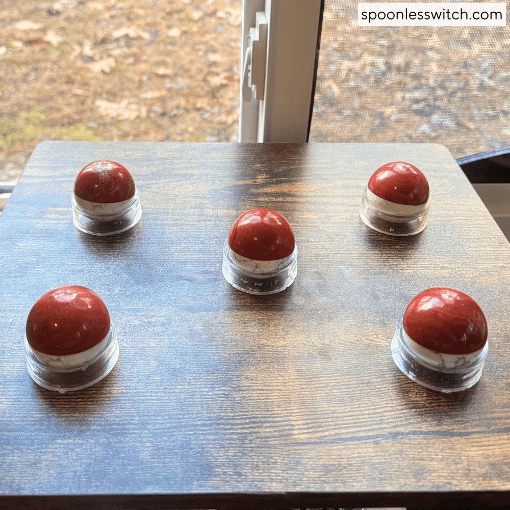 Red Jasper & Howlite Gemstone Poké Balls