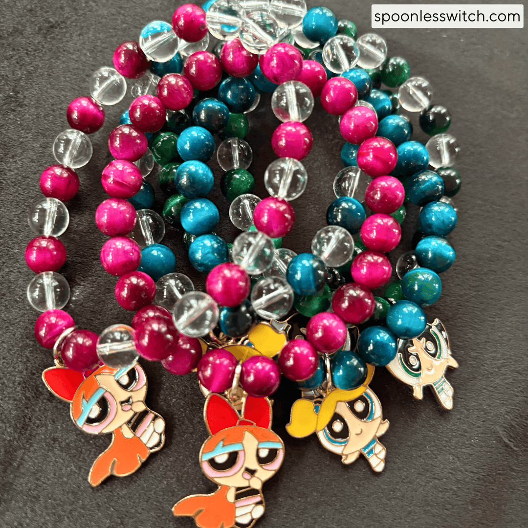 The Powerpuff Girls Jewelry Sets, Bubbles, Galaxy Tiger’s Eye