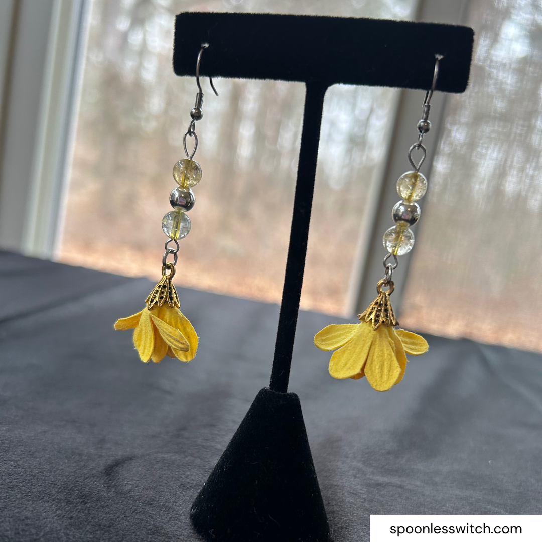 Yellow Flower Citrine Earrings