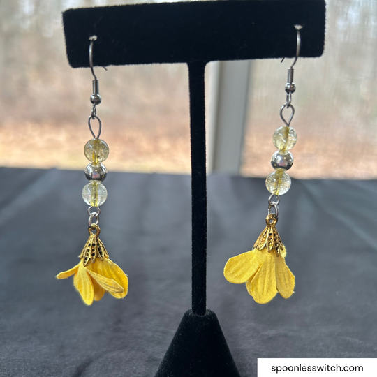 Yellow Flower Citrine Earrings