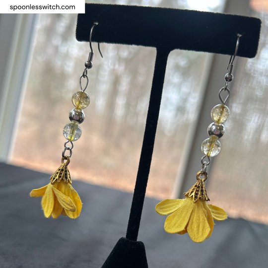 Yellow Flower Citrine Earrings