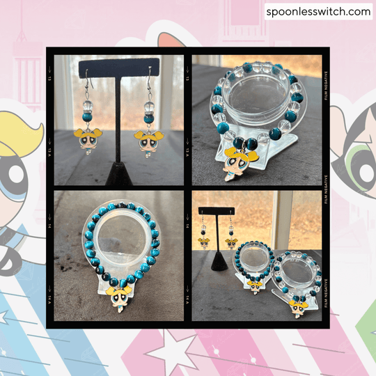 The Powerpuff Girls Jewelry Sets, Bubbles, Galaxy Tiger’s Eye