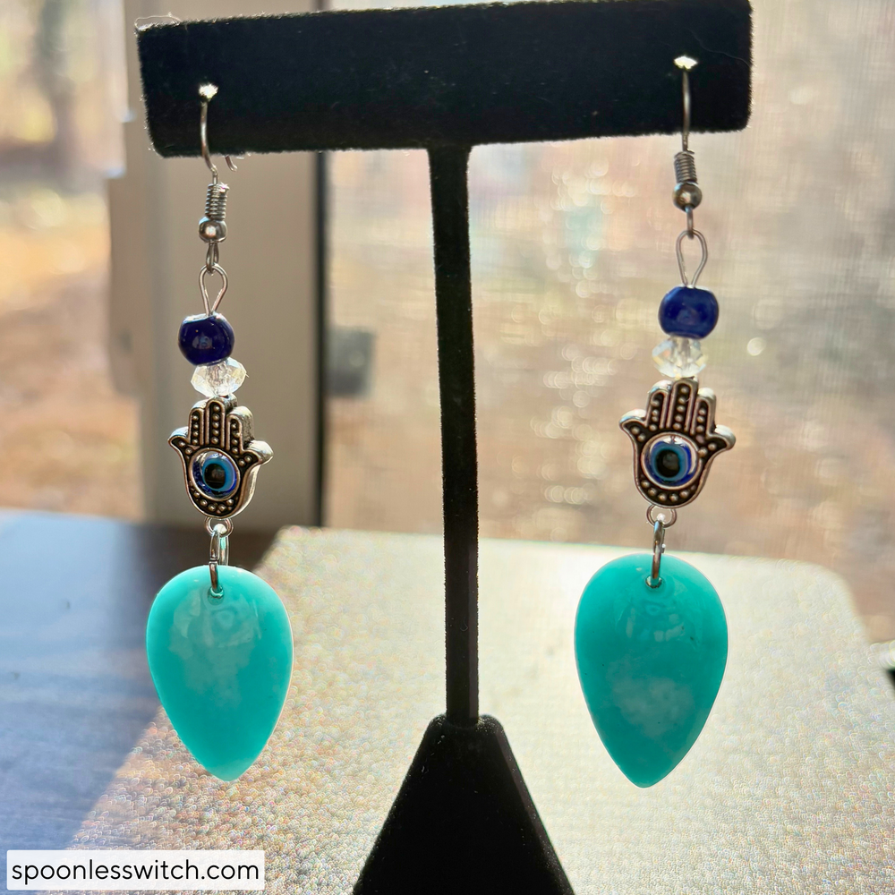 Hamsa Amazonite Amulet Earrings