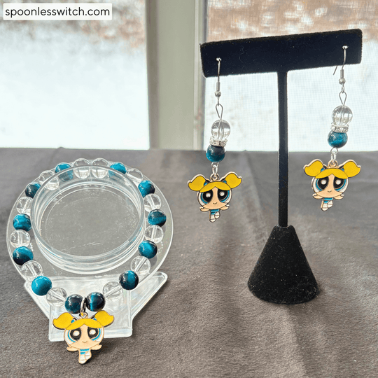 The Powerpuff Girls Jewelry Sets, Bubbles, Galaxy Tiger’s Eye