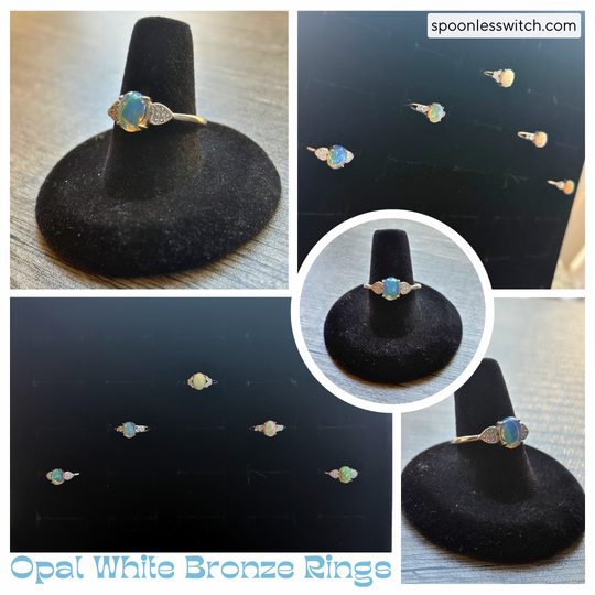 Opal White Bronze Gemstone Rings