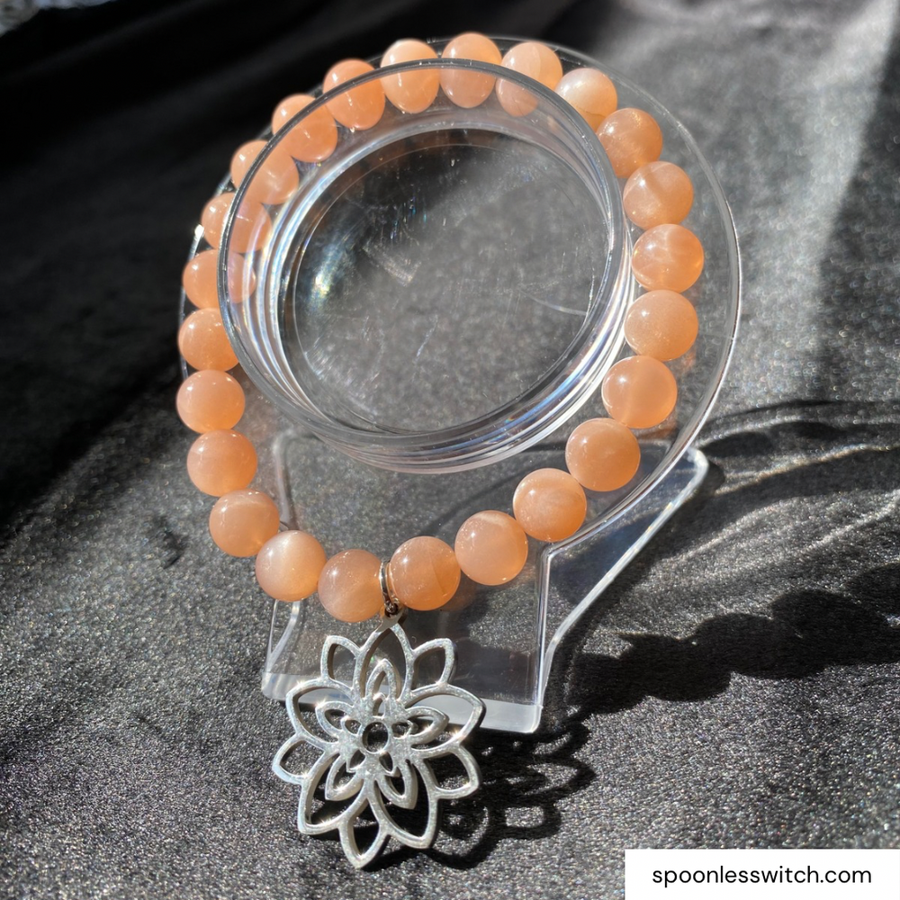 Peach Moonstone Flower Bracelet