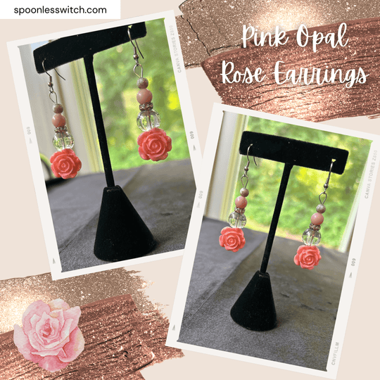 Pink Opal Rose Earrings