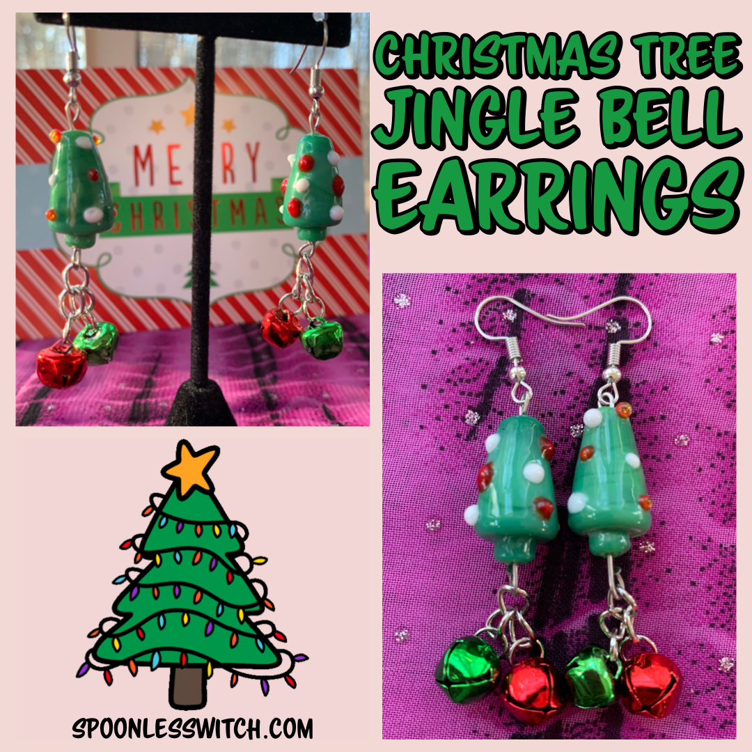 Christmas Tree Jingle Bell Earrings - The Spoonless Witch