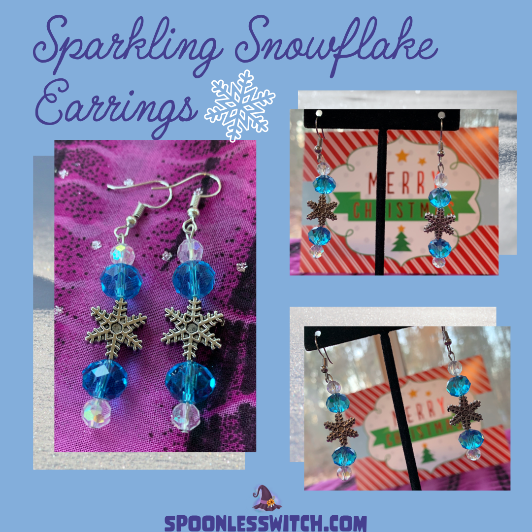 Sparkling Snowflake Earrings - The Spoonless Witch